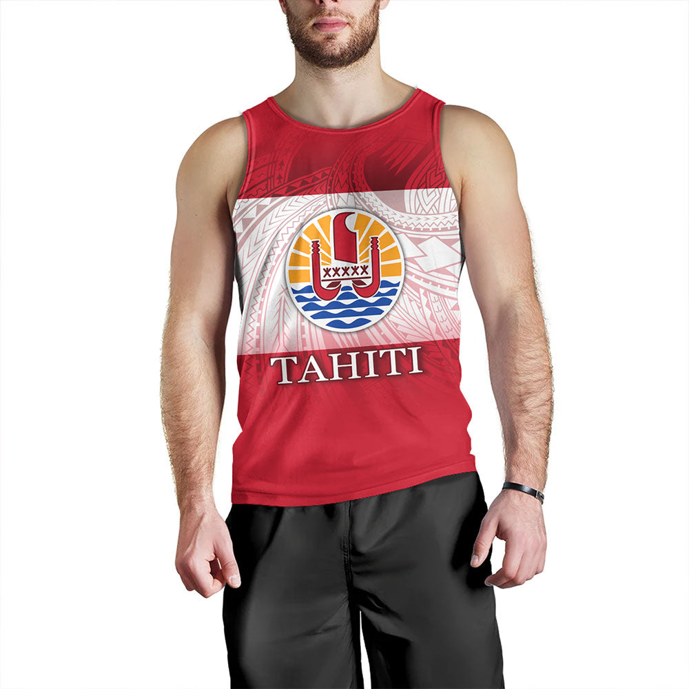 Tahiti Tank Top - Flag Color With Traditional Patterns