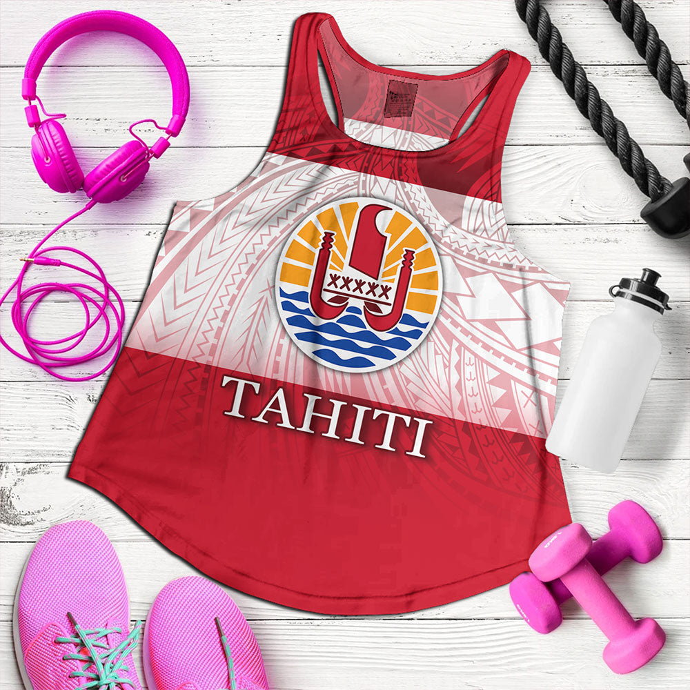 Tahiti Women Tank - Flag Color With Traditional Patterns