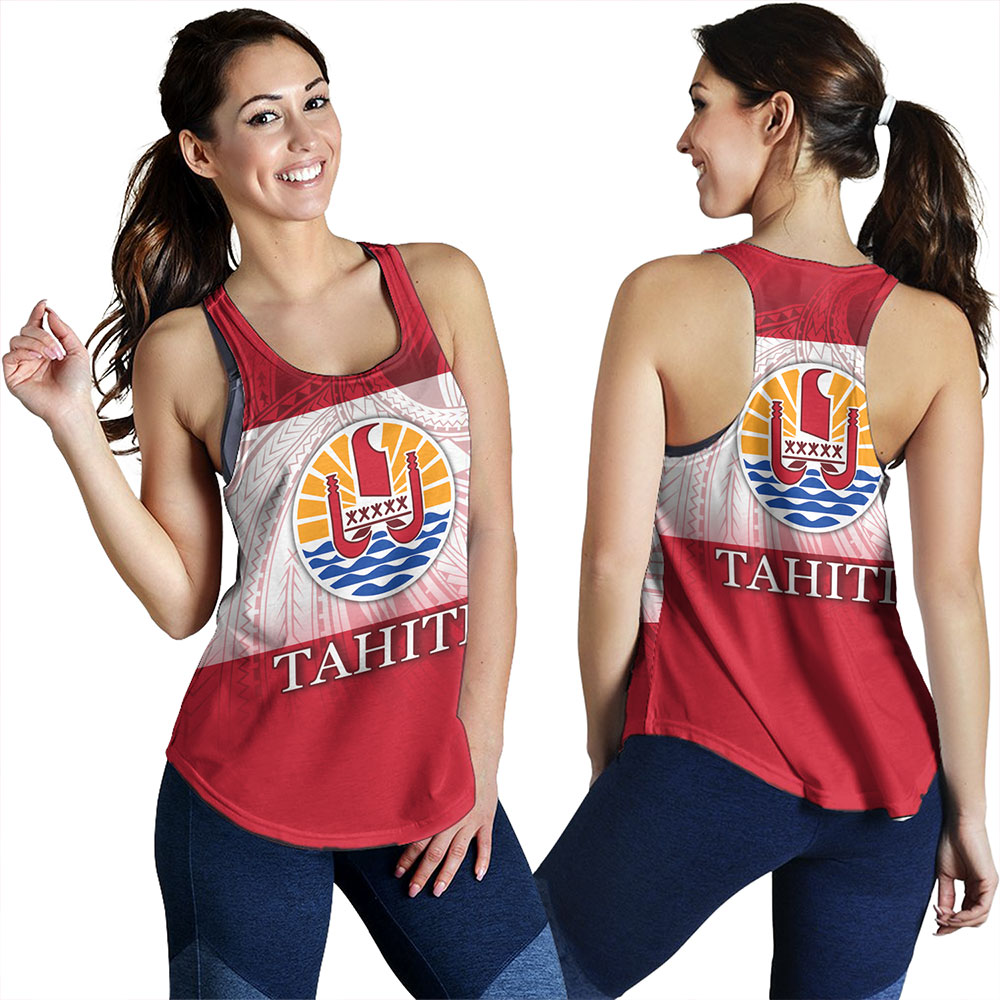 Tahiti Women Tank - Flag Color With Traditional Patterns
