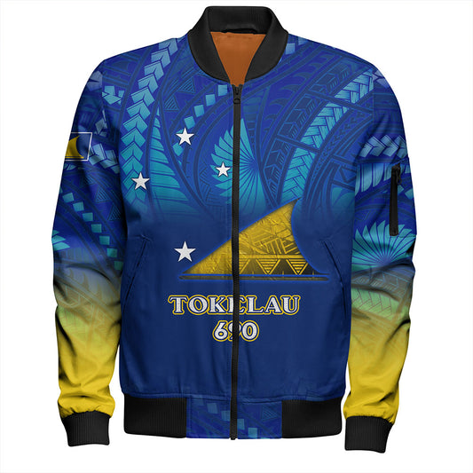 Tokelau Bomber Jacket Flag Color With Traditional Patterns