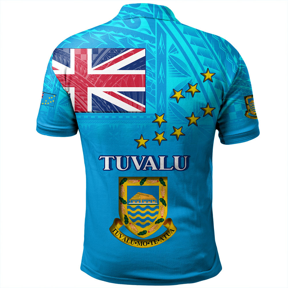 Tuvalu Polo Shirt Flag Color With Traditional Patterns