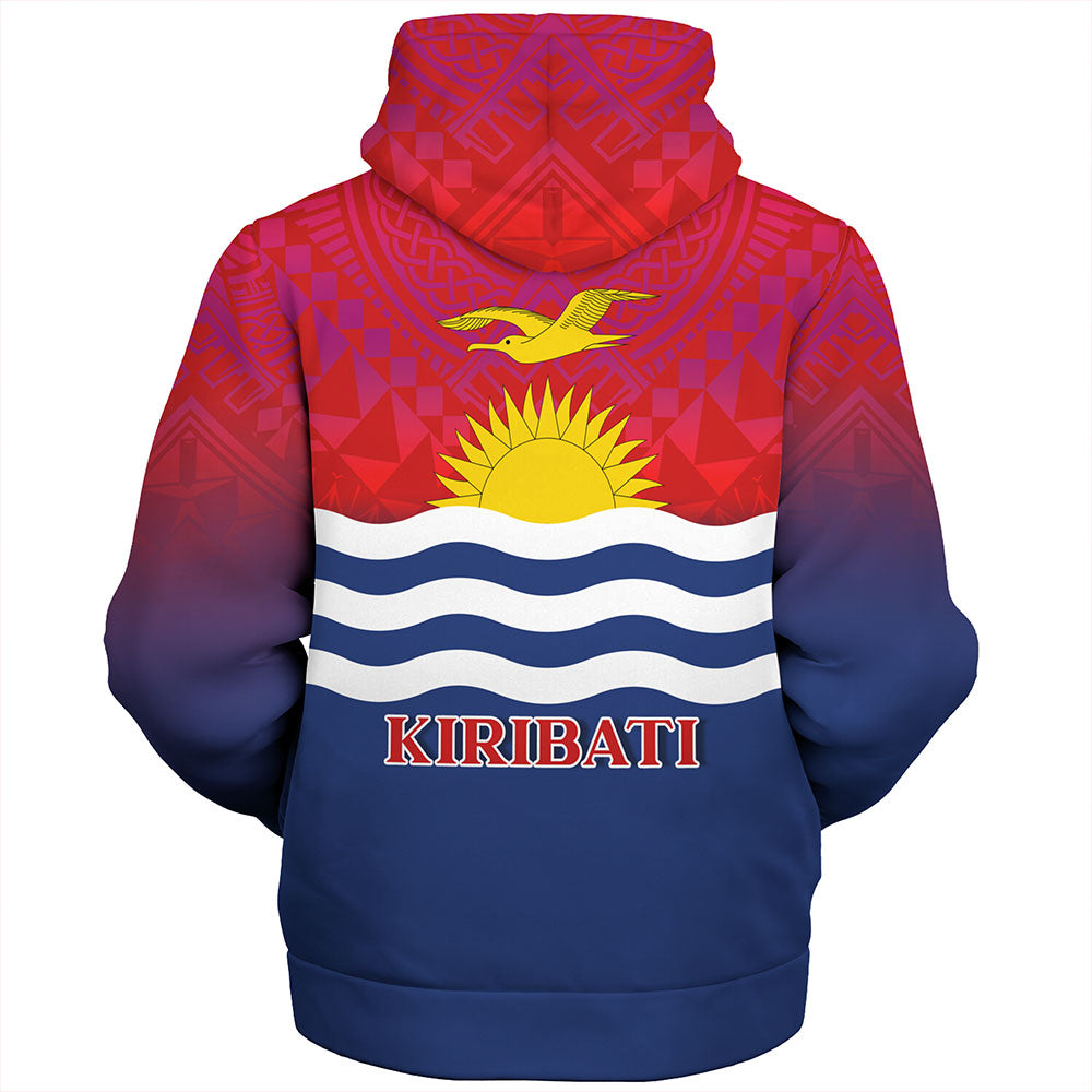 Kiribati Sherpa Hoodie Flag Color With Traditional Patterns