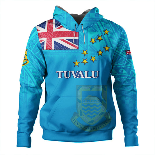 Tuvalu Hoodie Flag Color With Traditional Patterns