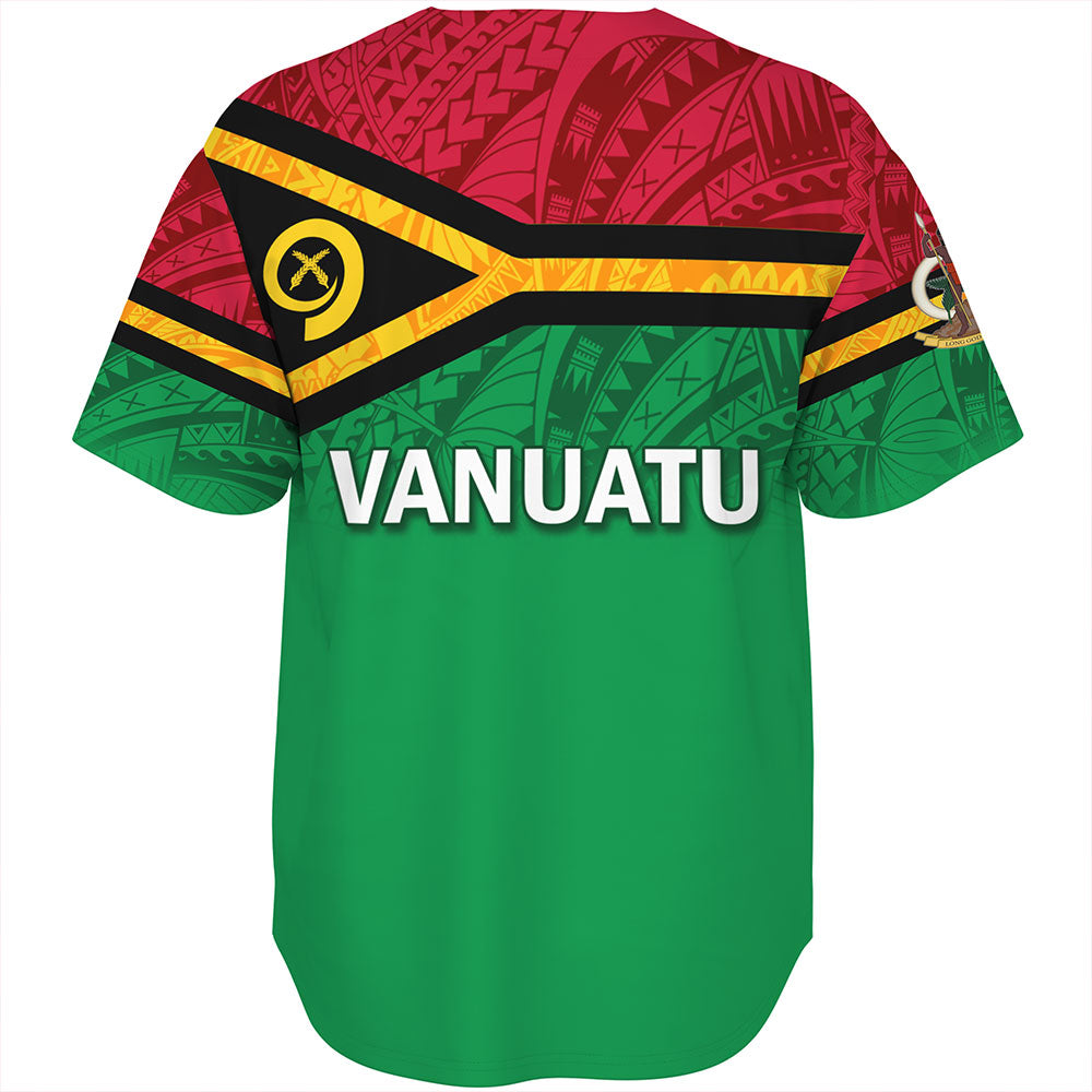 Vanuatu Baseball Shirt - Flag Color With Traditional Patterns