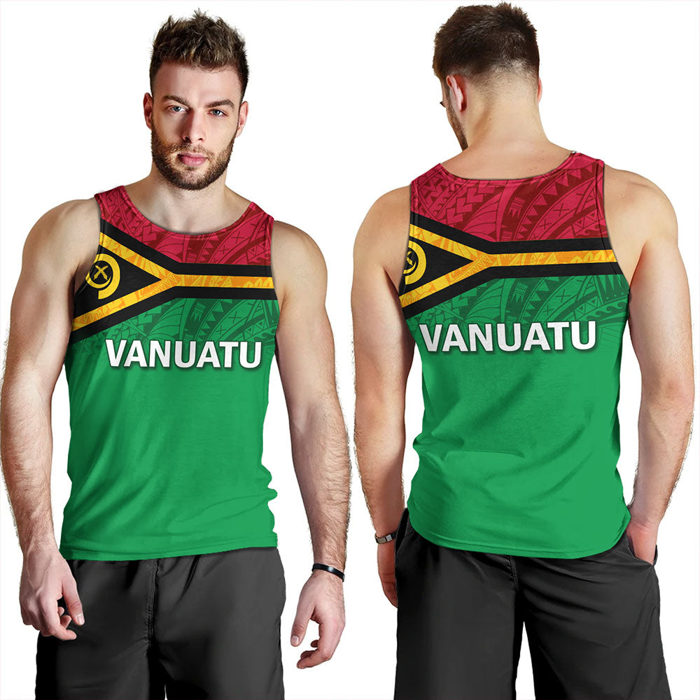 Vanuatu Tank Top - Flag Color With Traditional Patterns