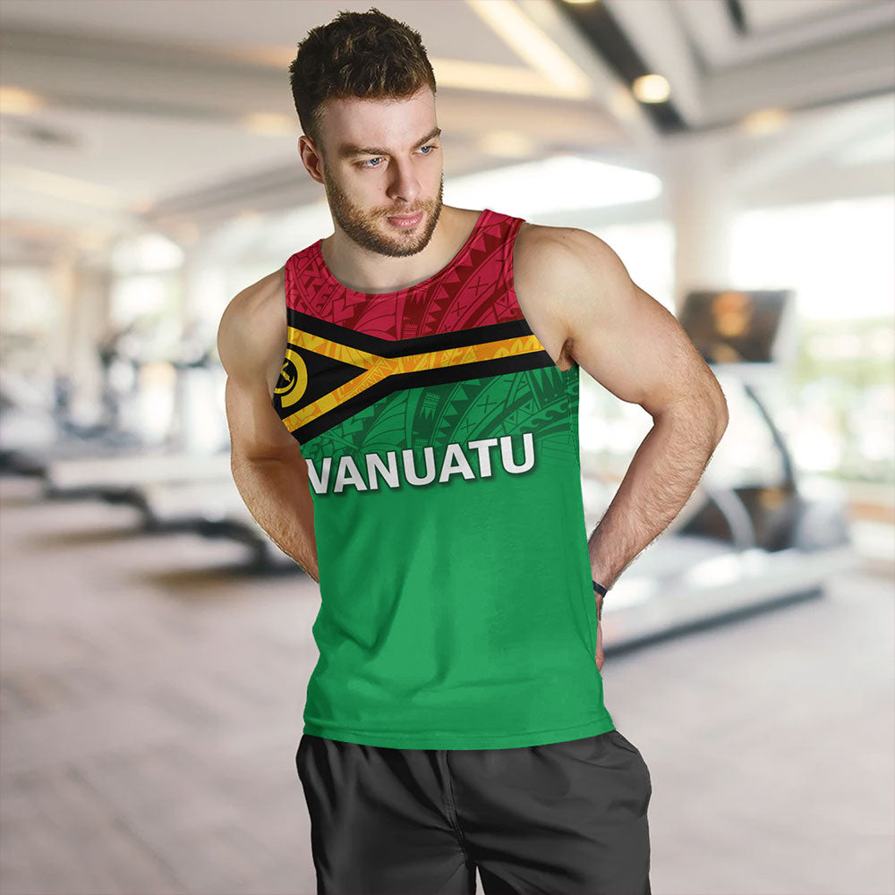 Vanuatu Tank Top - Flag Color With Traditional Patterns