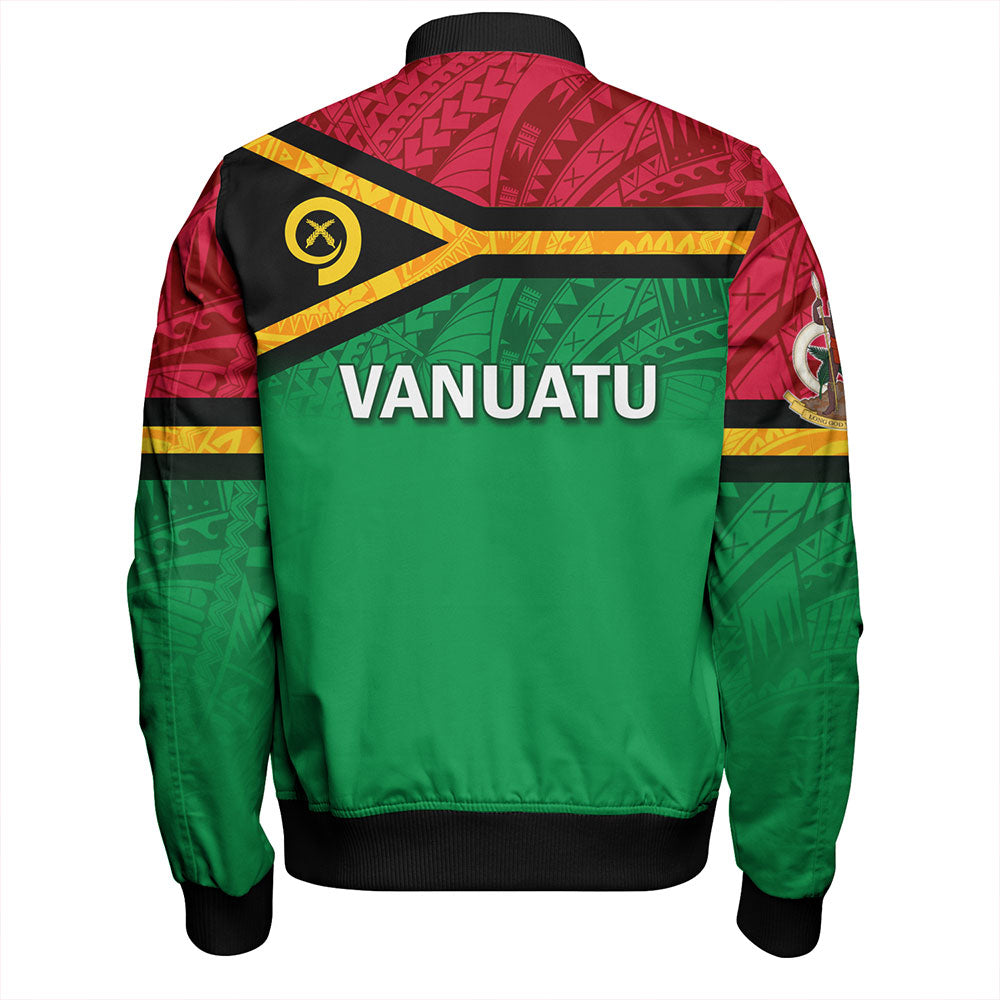 Vanuatu Bomber Jacket - Flag Color With Traditional Patterns
