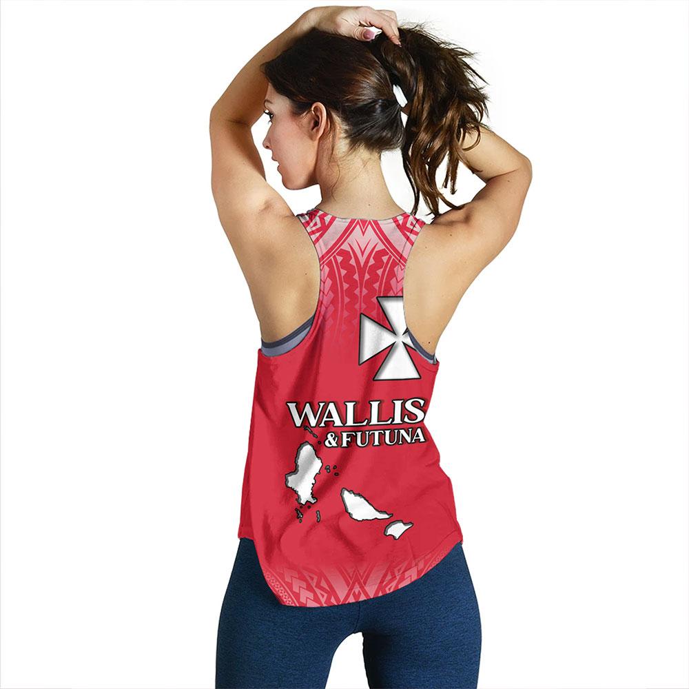 Wallis And Futuna Women Tank Flag Color With Traditional Patterns