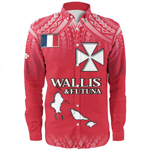 Wallis And Futuna Long Sleeve Shirt Flag Color With Traditional Patterns