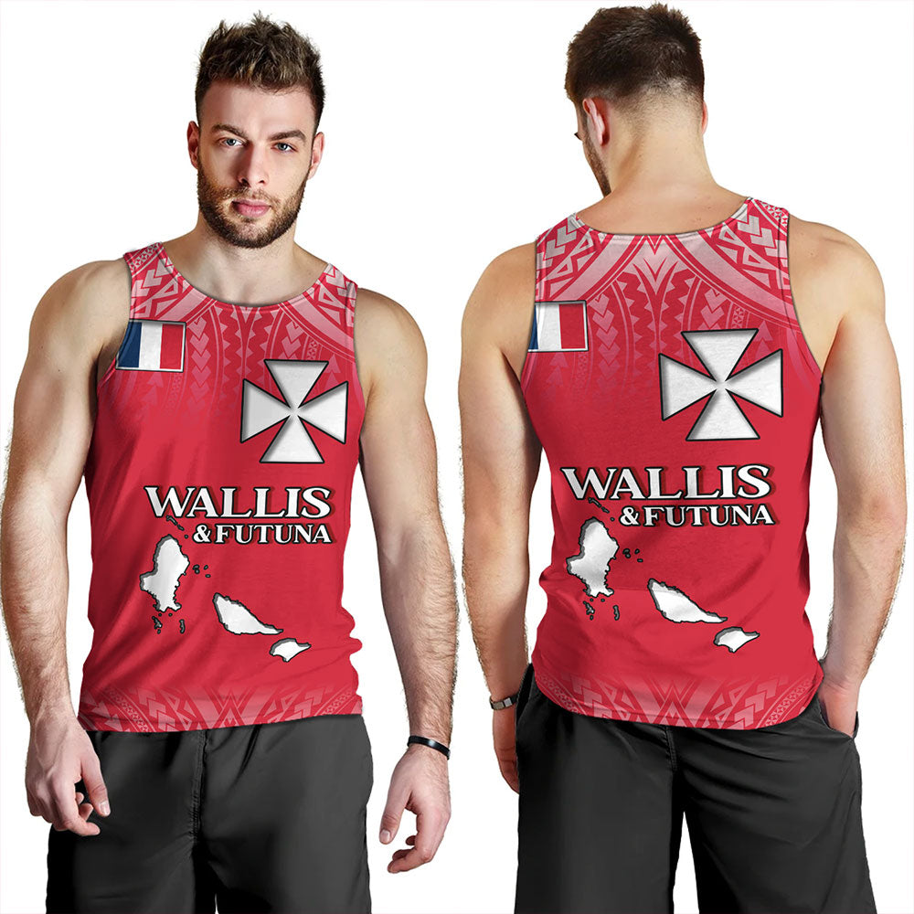 Wallis And Futuna Tank Top Flag Color With Traditional Patterns