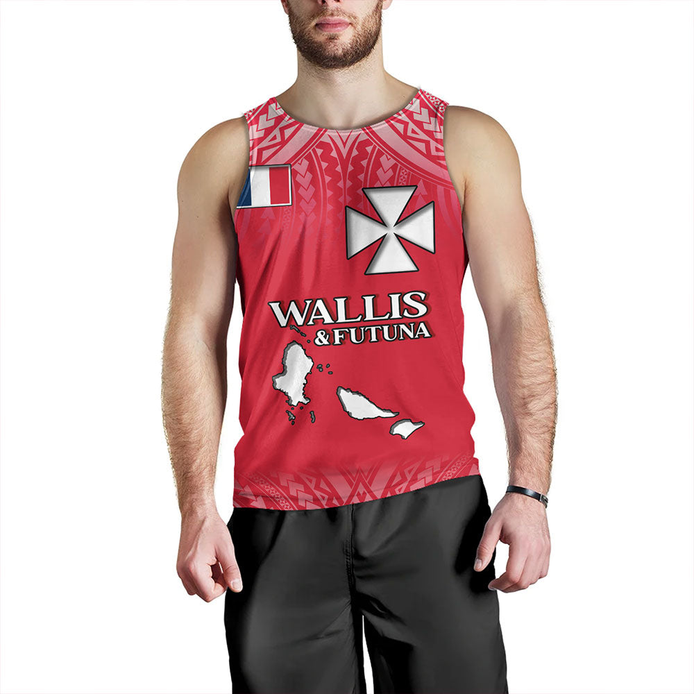 Wallis And Futuna Tank Top Flag Color With Traditional Patterns