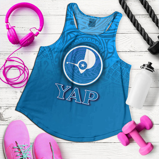 Yap State Women Tank Flag Color With Traditional Patterns