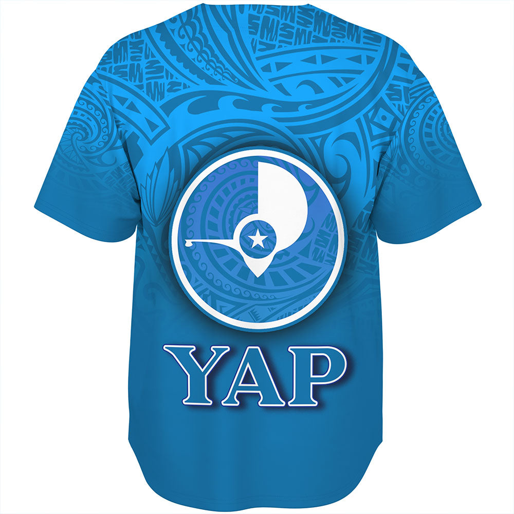 Yap State Baseball Shirt Flag Color With Traditional Patterns