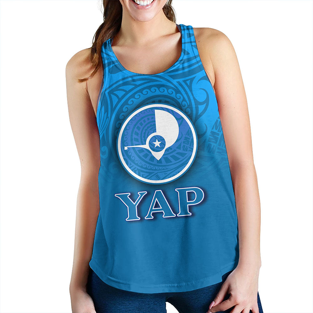 Yap State Women Tank Flag Color With Traditional Patterns