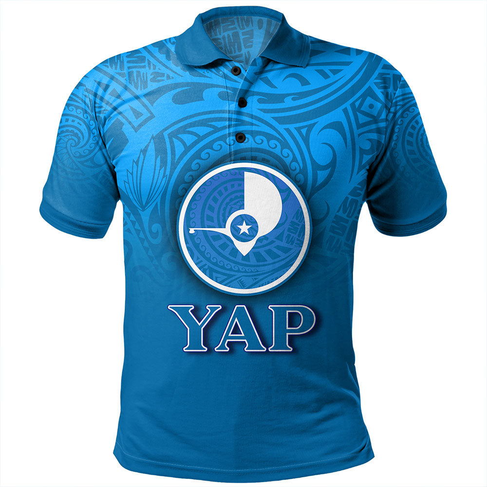 Yap State Polo Shirt Flag Color With Traditional Patterns