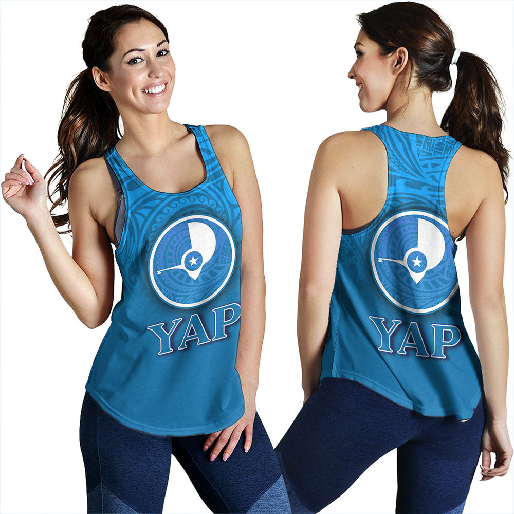 Yap State Women Tank Flag Color With Traditional Patterns