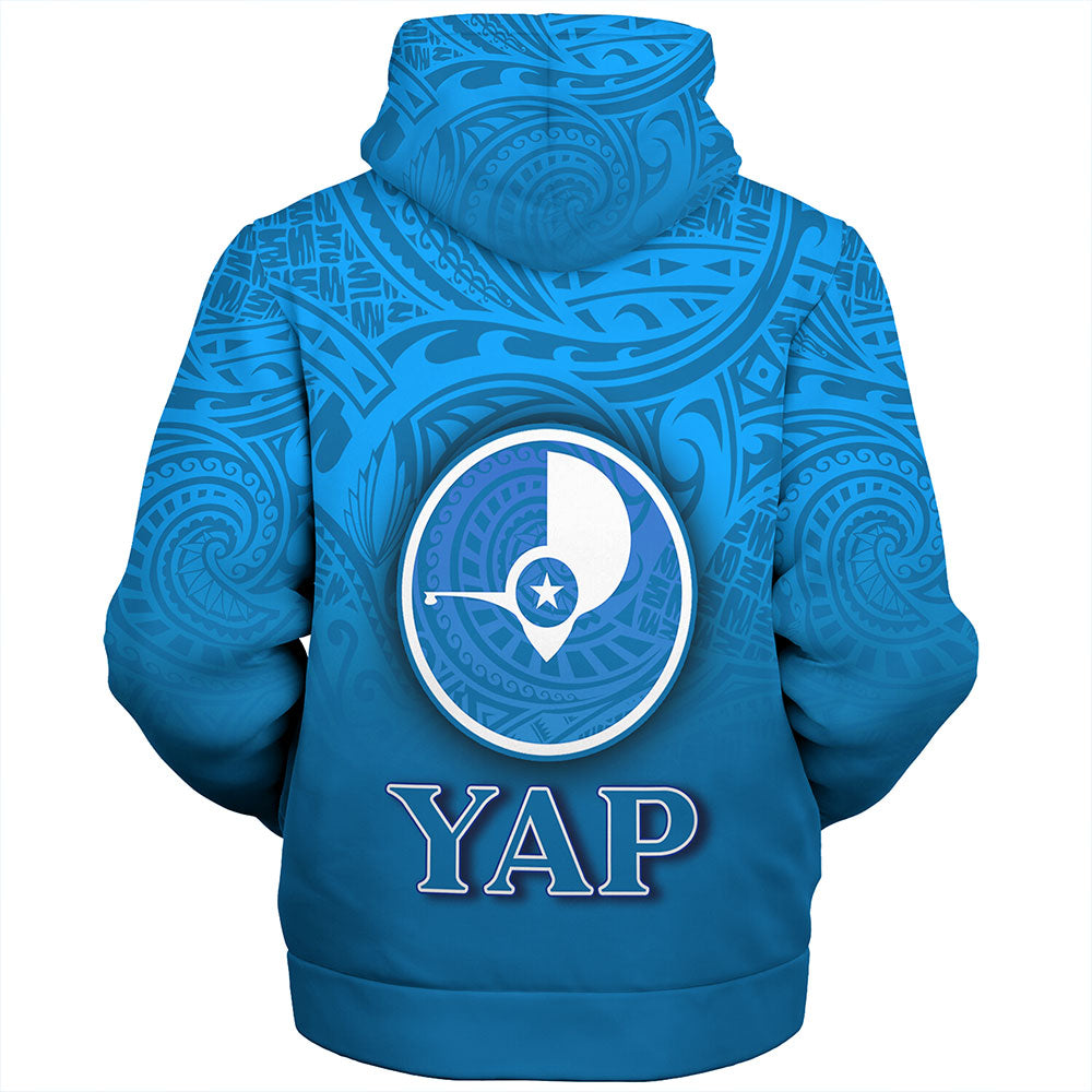 Yap State Sherpa Hoodie Flag Color With Traditional Patterns