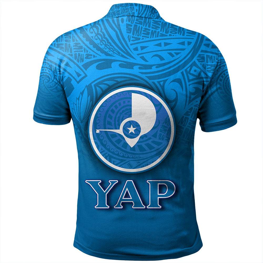 Yap State Polo Shirt Flag Color With Traditional Patterns