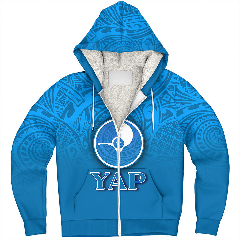 Yap State Sherpa Hoodie Flag Color With Traditional Patterns