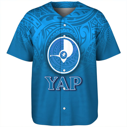 Yap State Baseball Shirt Flag Color With Traditional Patterns