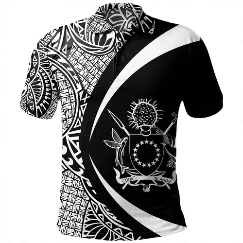 Cook Islands Polo Shirt Coat Of Arm Lauhala White Circle