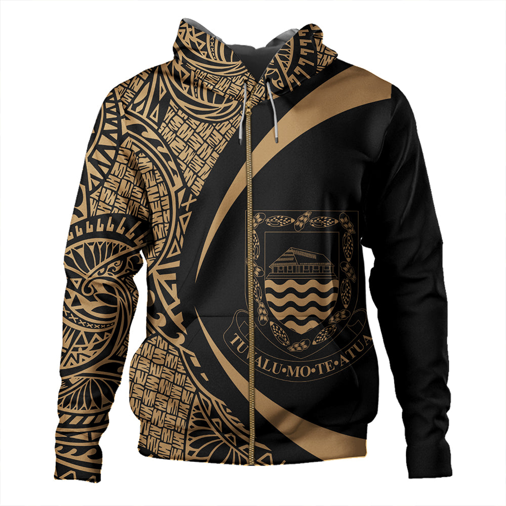 Tuvalu Hoodie Coat Of Arm Lauhala Gold Circle