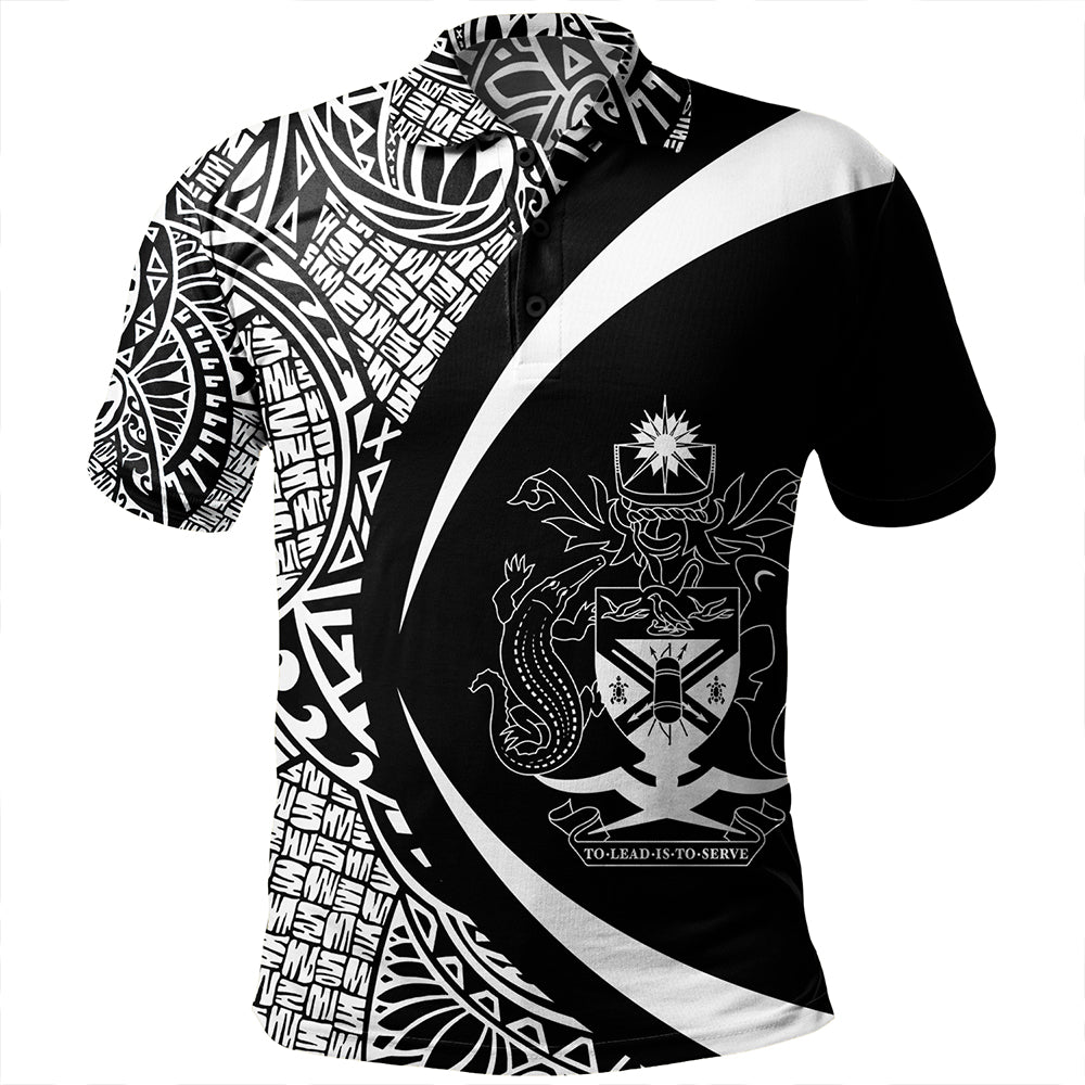 Solomon Islands Polo Shirt Coat Of Arm Lauhala White Circle