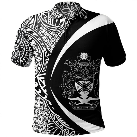 Solomon Islands Polo Shirt Coat Of Arm Lauhala White Circle