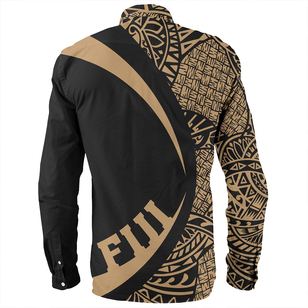 Fiji Long Sleeve Shirt Coat Of Arm Lauhala Gold Circle