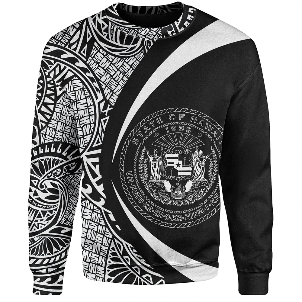 Hawaii Sweatshirt Coat Of Arm Lauhala White Circle
