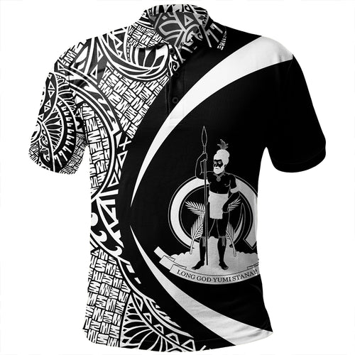 Vanuatu Polo Shirt Coat Of Arm Lauhala White Circle