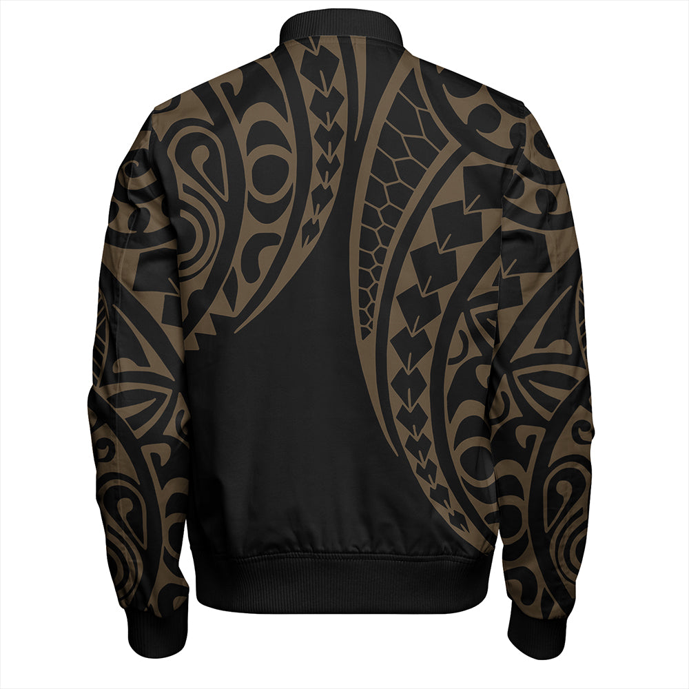 Hawaii Bomber Jacket Hawaiian Map Kakau Style Gold