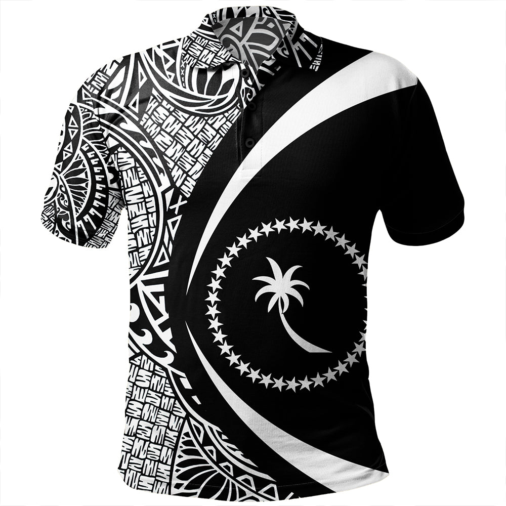 Chuuk Polo Shirt Coat Of Arm Lauhala White Circle