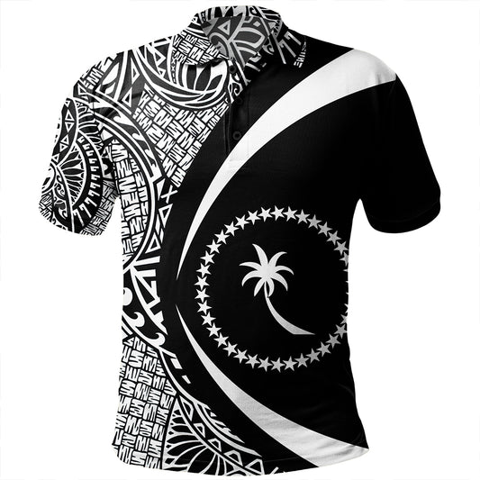 Chuuk Polo Shirt Coat Of Arm Lauhala White Circle