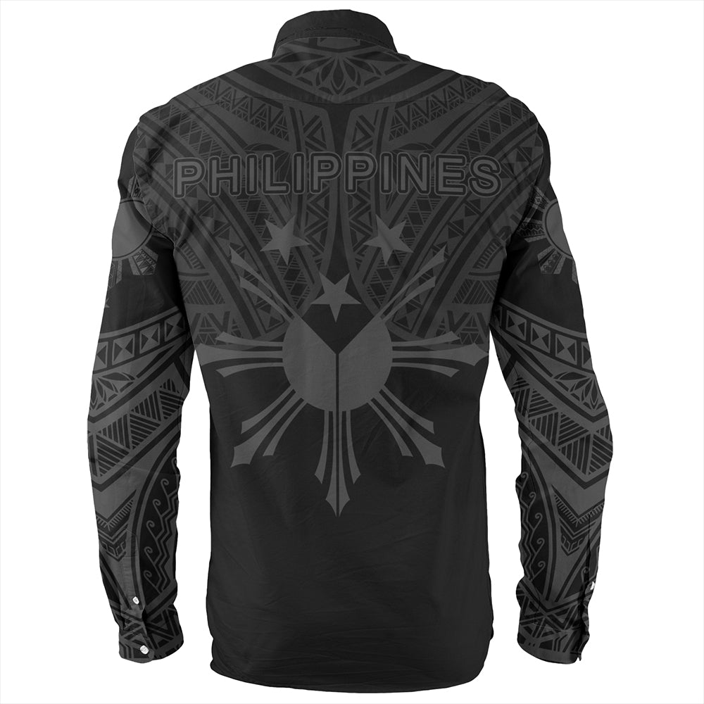 Philippines Long Sleeve Shirt Sun Star Warrior Style Gray
