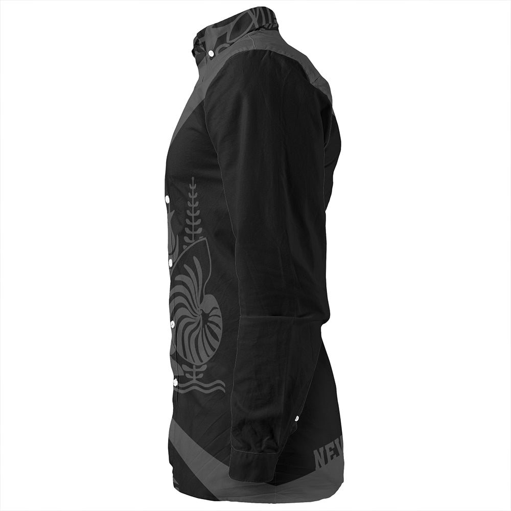 New Caledonia Long Sleeve Shirt Coat Of Arm Lauhala Gray Circle