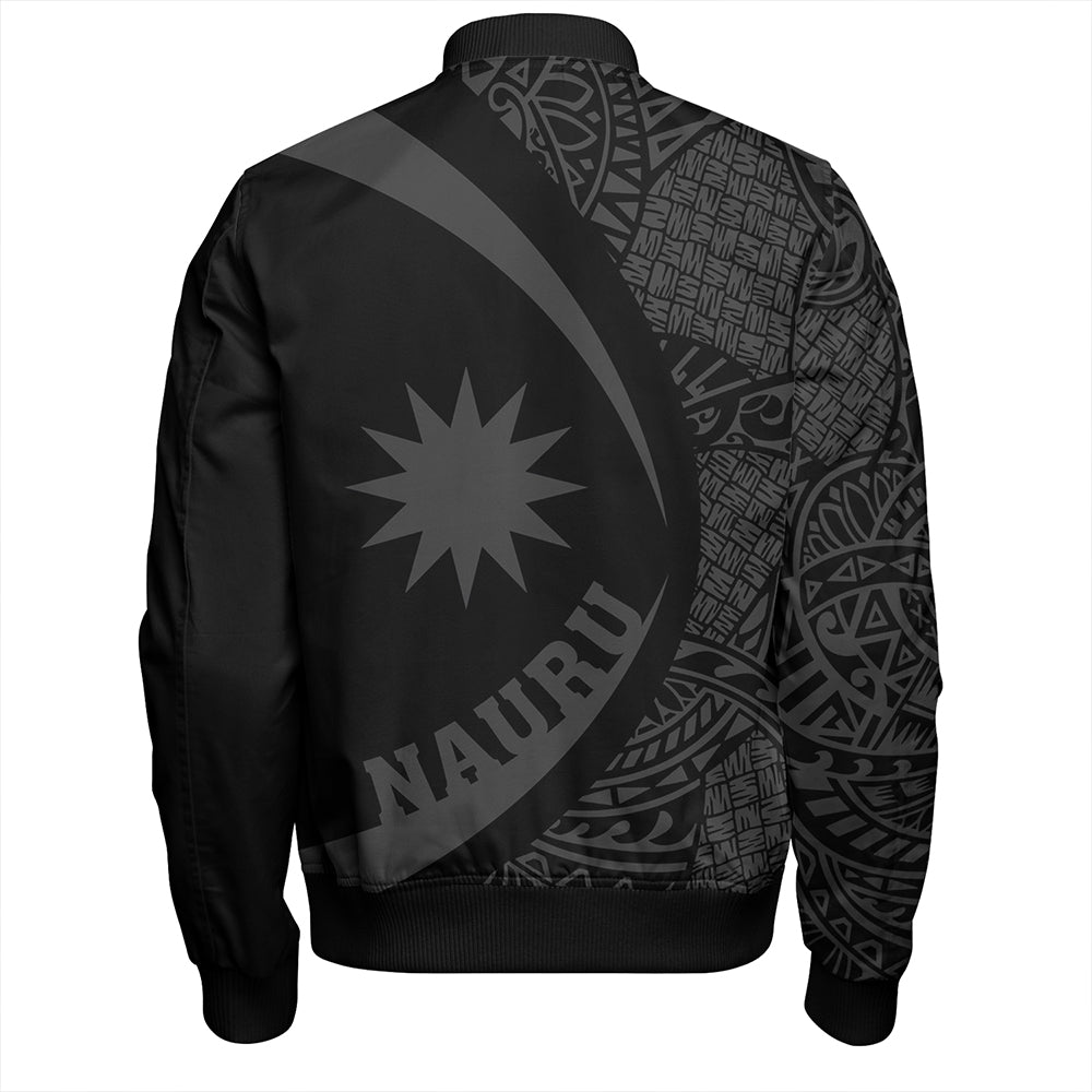 Nauru Bomber Jacket Coat Of Arm Lauhala Gray Circle