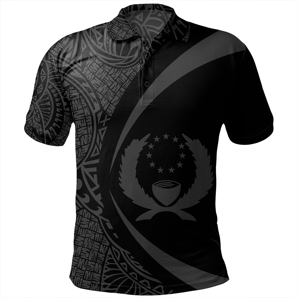 Pohnpei Polo Shirt Coat Of Arm Lauhala Gray Circle