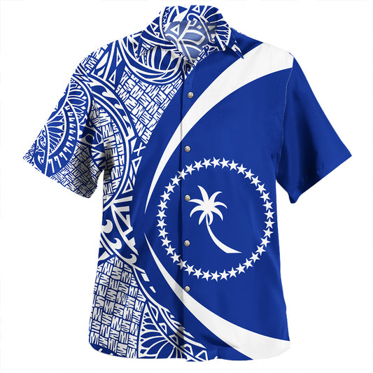 Chuuk Hawaiian Shirt Coat Of Arm Lauhala Gold Circle