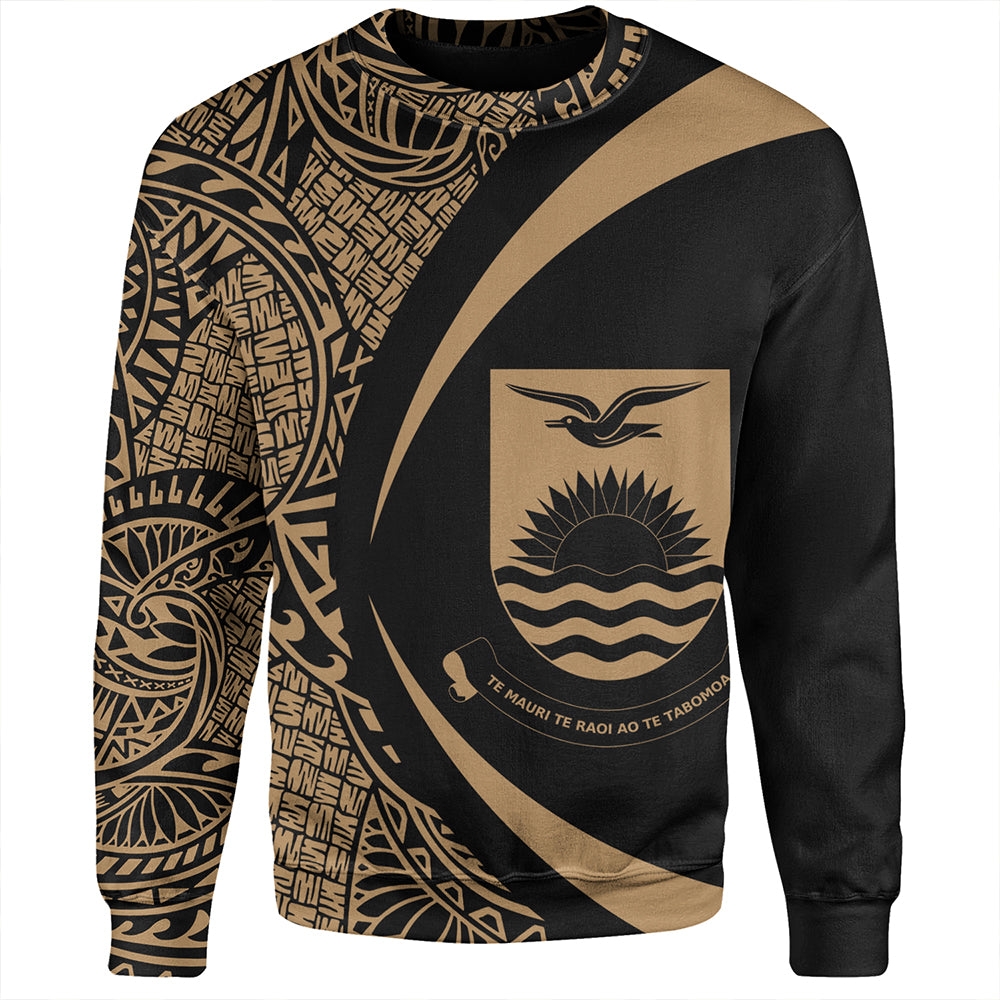 Kiribati Sweatshirt Coat Of Arm Lauhala Gold Circle