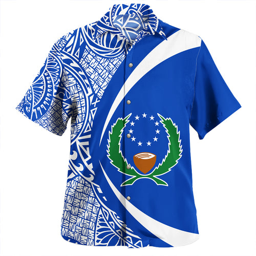 Pohnpei Hawaiian Shirt Coat Of Arm Lauhala Gold Circle