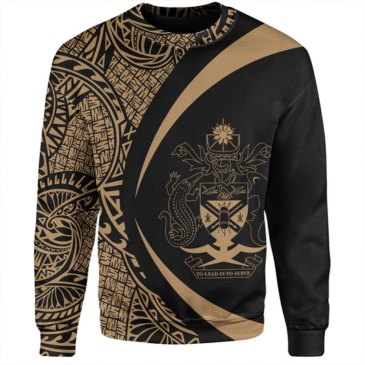 Solomon Islands Sweatshirt Coat Of Arm Lauhala Gold Circle