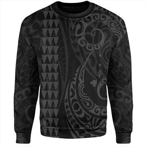 Hawaii Sweatshirt Hawaiian Map Kakau Style Gray