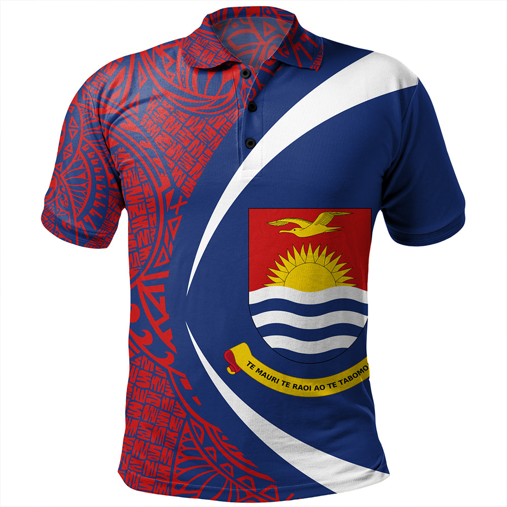 Kiribati Polo Shirt Coat Of Arm Lauhala Circle