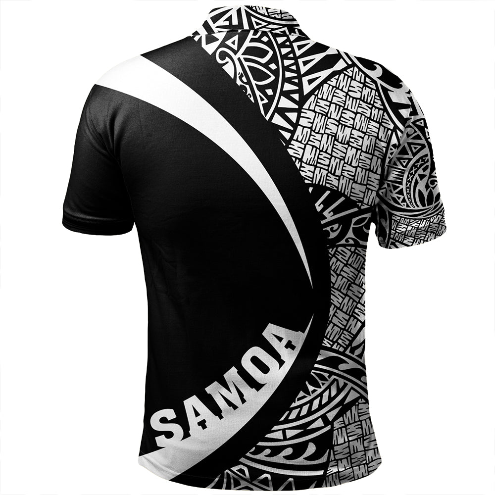 Samoa Polo Shirt Coat Of Arm Lauhala White Circle