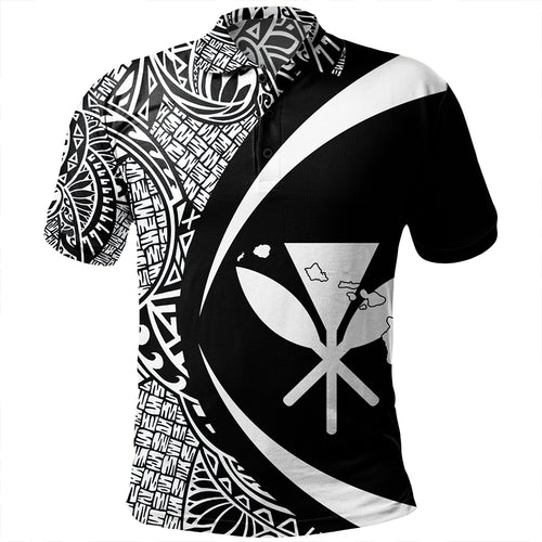 Hawaii Polo Shirt Kanaka Maoli Hawaiian Map Lauhala White Circle