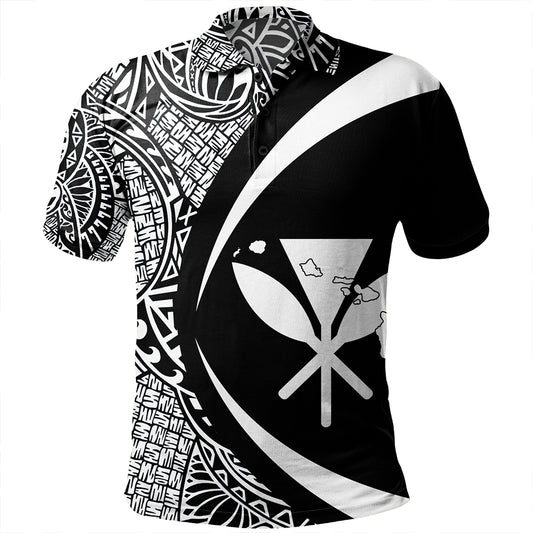 Hawaii Polo Shirt Kanaka Maoli Hawaiian Map Lauhala White Circle