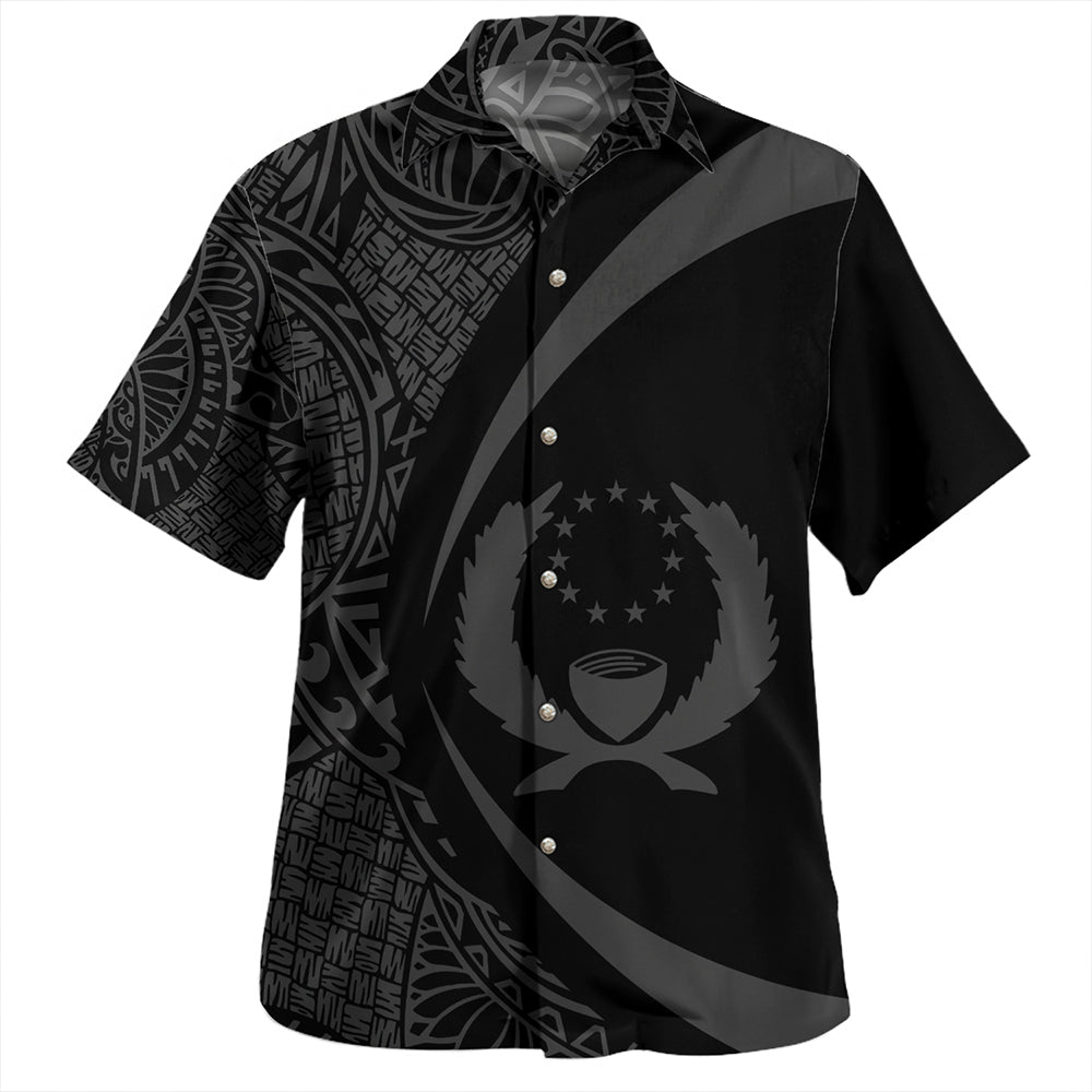 Pohnpei Hawaiian Shirt Coat Of Arm Lauhala White Circle