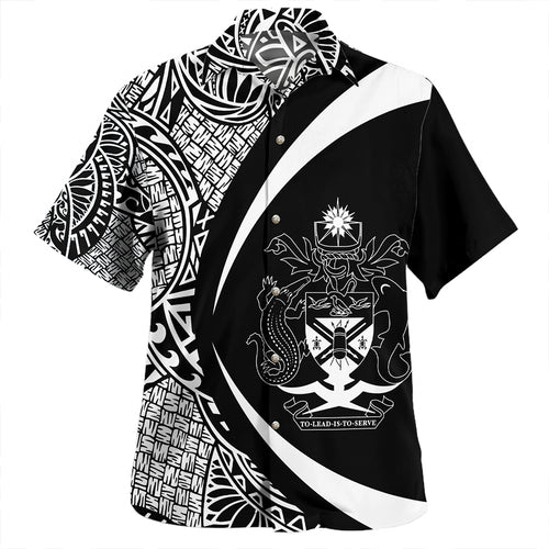 Vanuatu Hawaiian Shirt Coat Of Arm Lauhala Circle
