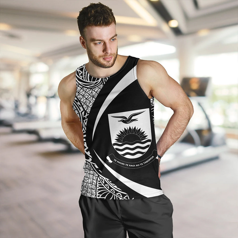 Kiribati Tank Top Coat Of Arm Lauhala White Circle
